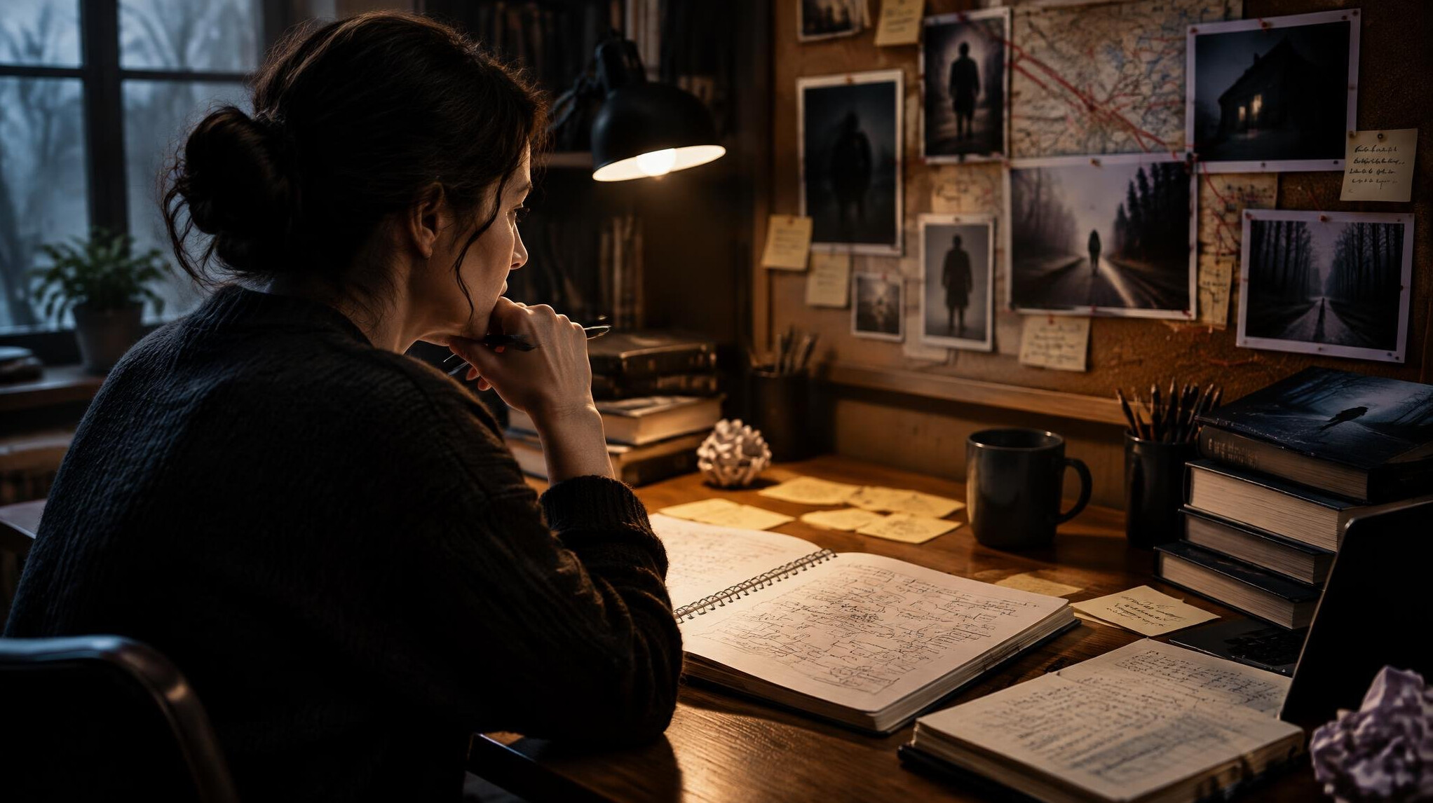 mystery writer planning plot
